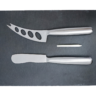Zestaw do sera 4-częściowy/ Kamienna deska dwa stalowe noże i kreda/ Nerthus