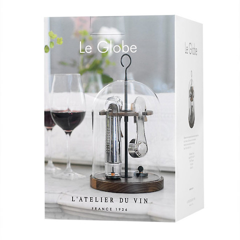 Zestaw do wina i szampana pod szklanym kloszem/ Le Globe/ L'Atelier du Vin