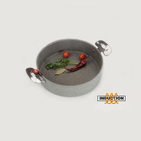 Głęboka, indukcyjna patelnia granitowa, 2 uchwyty, 24 cm, Ballarini PORTOFINO